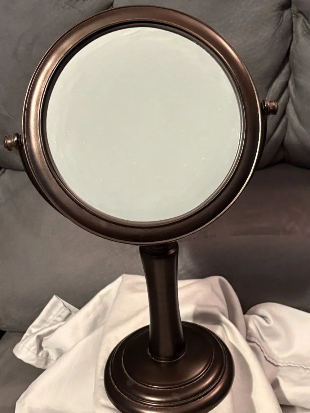 Hand Crafted 2-Sided Dual Mirror-Standing w/Pedestal Base-1 side Magnifying-VGUC